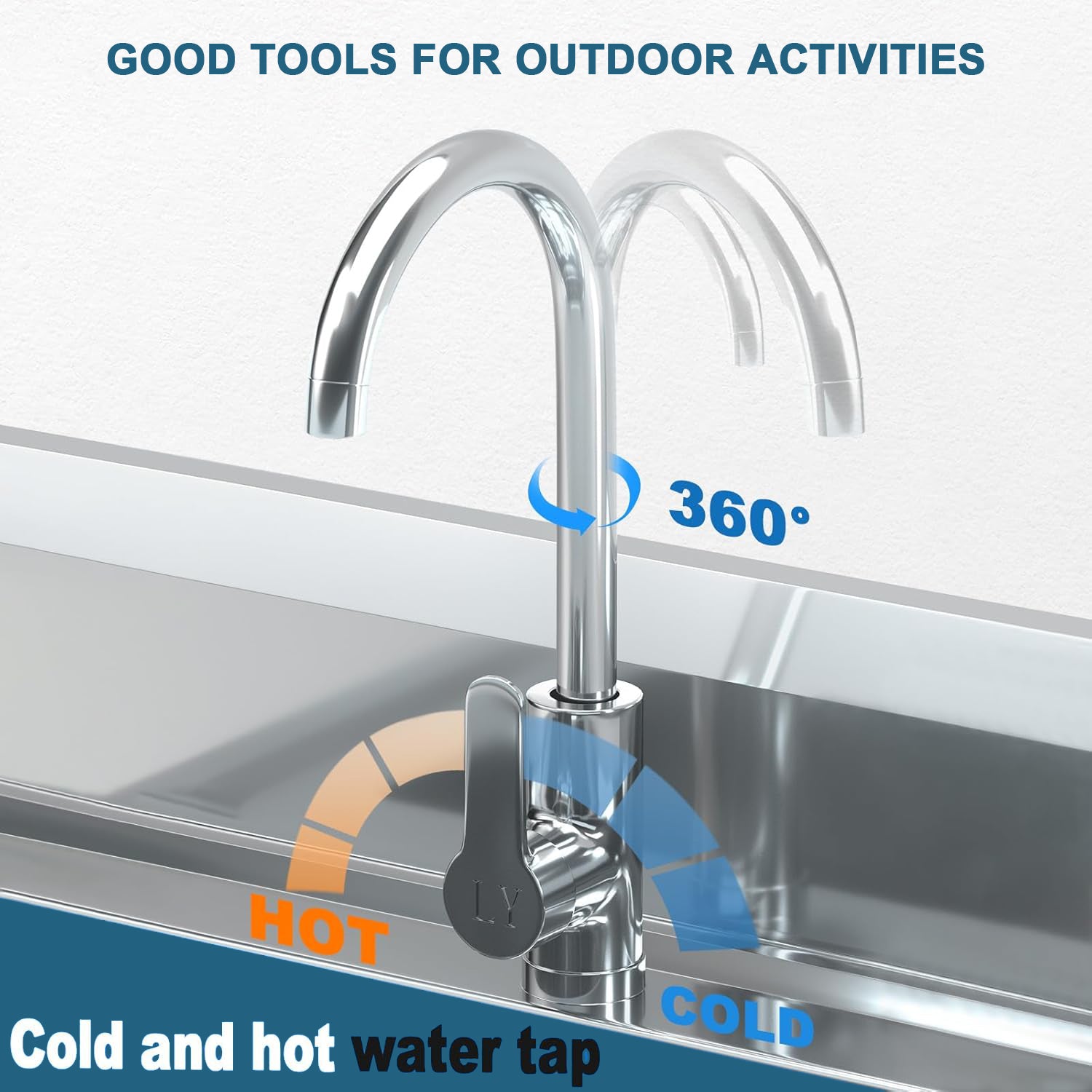 Utility Sink Freestanding Single Bowl Stainless Steel Laundry Sink with Shelf board Hot and Cold Water Plumbing for Kitchen and Bathroom