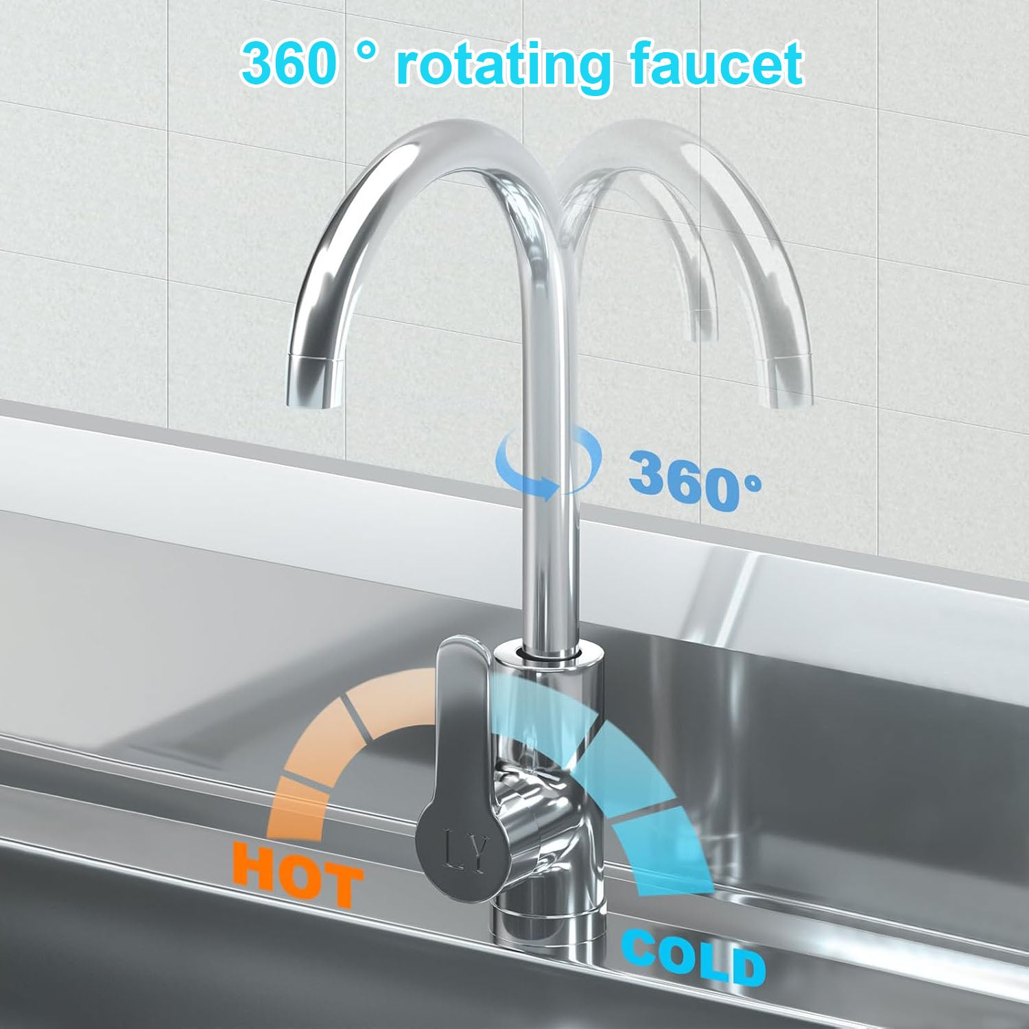Stainless Steel Utility Sink with Cold and Hot Water Pipes with Workbench,Storage Shelf and Faucet for Kitchen,Bathroom,Farmhouse,Indoor,Outdoor